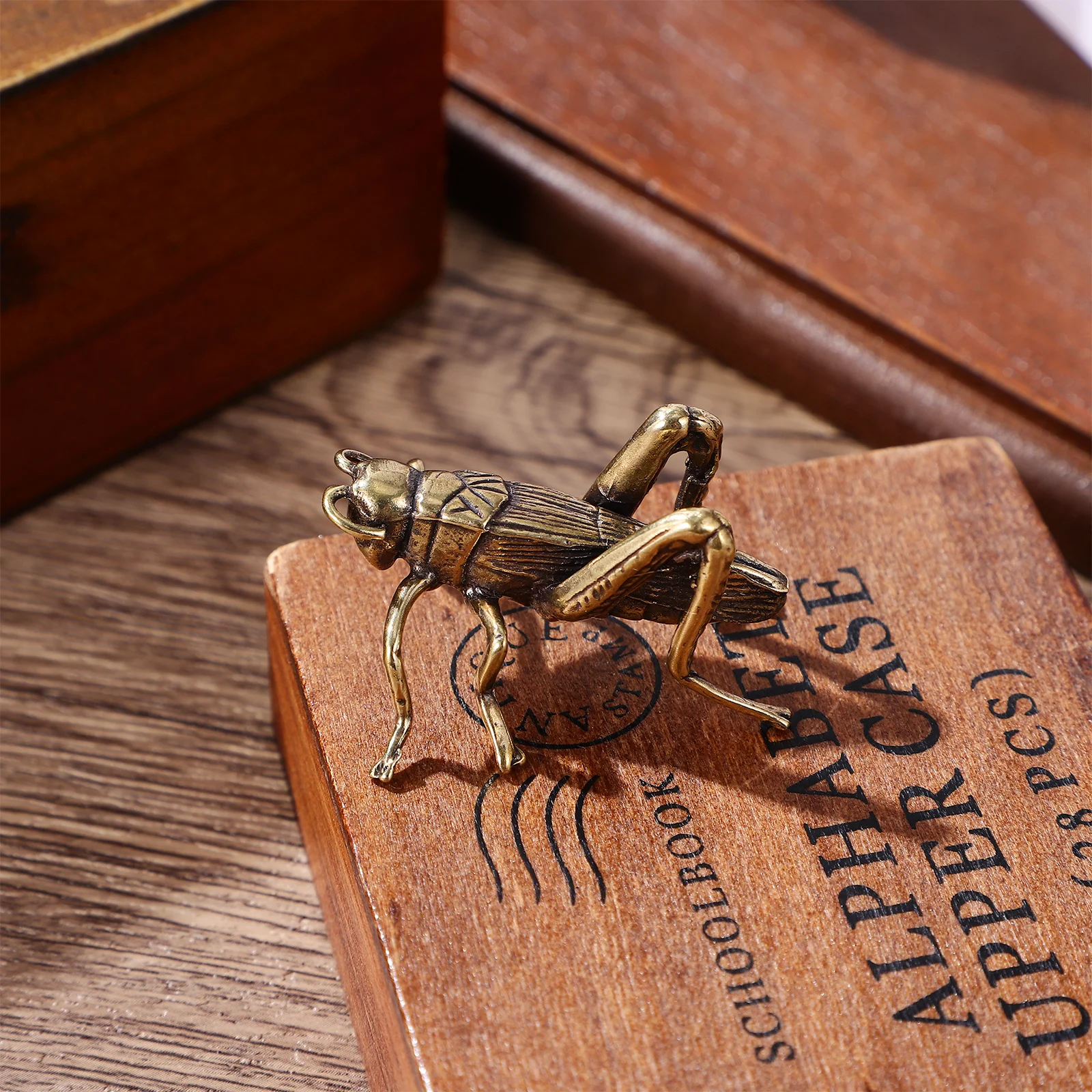 Cricket Ornaments Exquisite Decor Brass Sticker Adornment Craft Statue Tabletop Sculpture Study Decoration