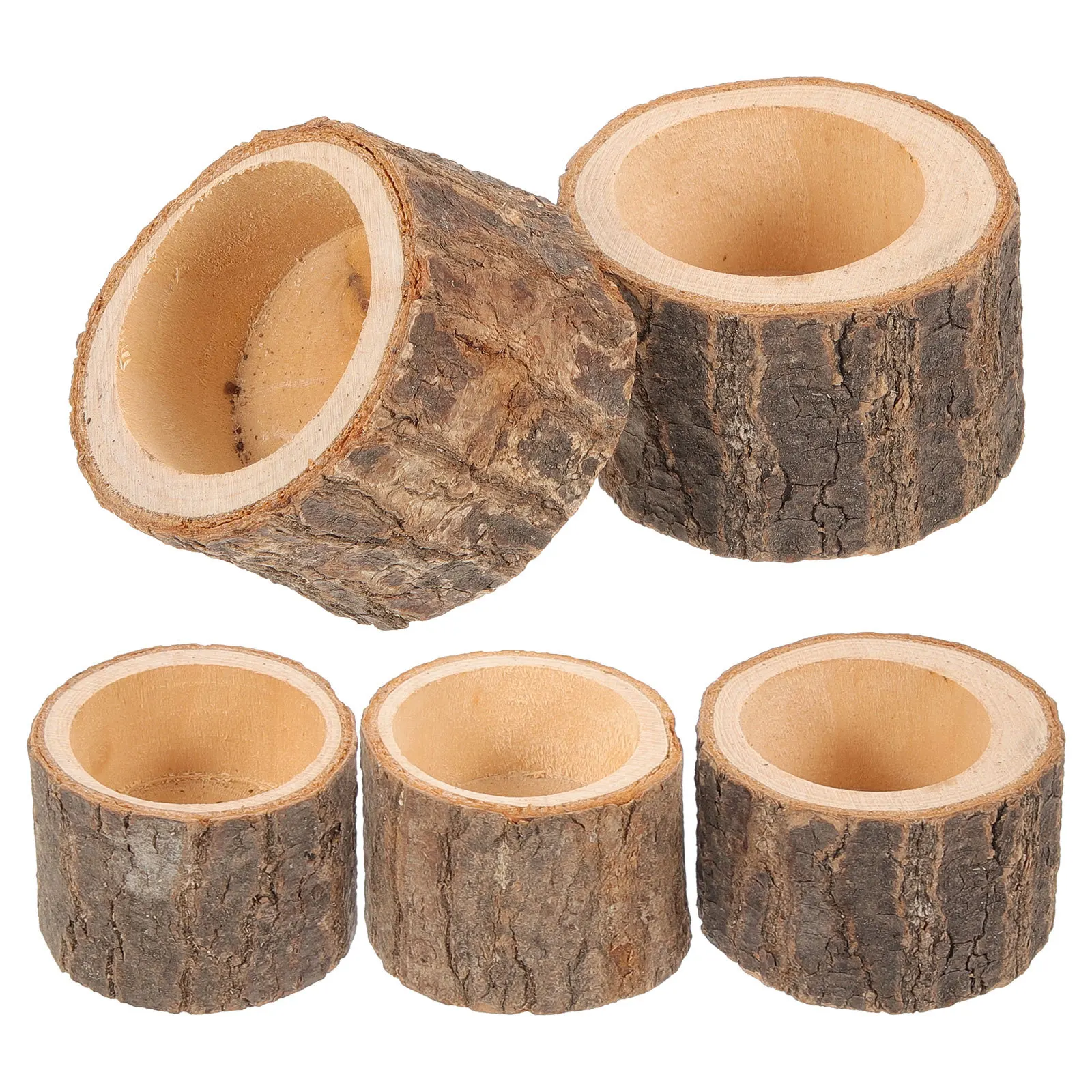 5pcs Classic Candlestick Container For Home Office Festival Wedding Party Decor Wooden Holder Storage Tray