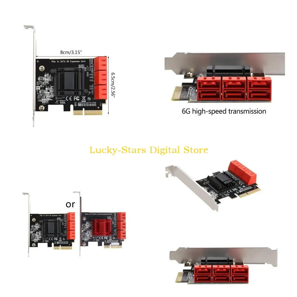 

T3EE 6 Port 3 PCI for Express Expansion Card PCI-E Controller PCIe 4X To 3 6Gbps Adapter Add On Cards For HDD