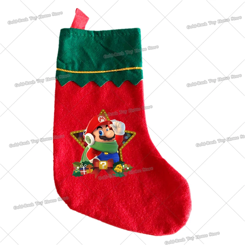 Super marios bros papai noel meias luigi navegador pêssego meias de natal decoração ano novo meias decoração criança favores presente de natal
