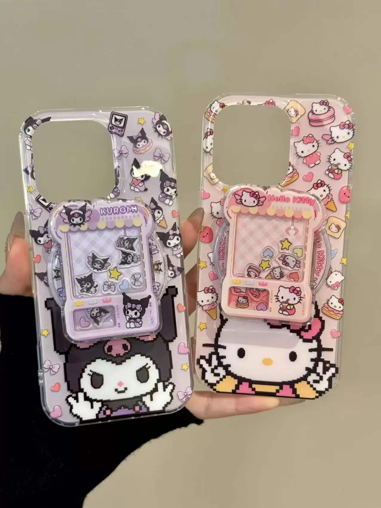 

Cute Pink Hello Kitty Purple Kuromi Magsafe Wireless Charge Case For iPhone 13 14 15 16 17Pro Max Cartoon Shake Magnetic Stand