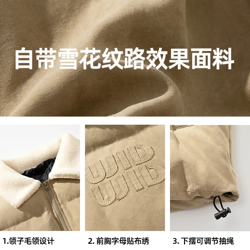 النمط الأمريكي ندفة الثلج نمط عمال الفراء طوق سترة قطن الشتاء تقليد شيرلينغ بدوره إلى أسفل طوق معطف سميك FKET #4