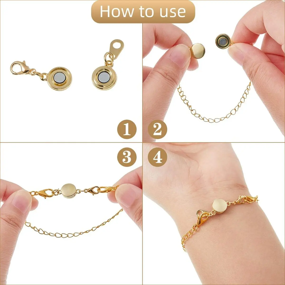 A24I 12 Pieces Locking Magnetic Jewelry Clasp Round Necklace Clasp Closures Bracelet Extender for Jewelry Making