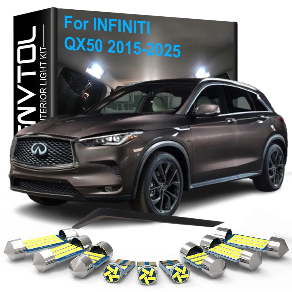 

8pcs LED Interior Lights Canbus For Infiniti QX50 2015 2016 2017 2018 2019 2020 2021 2022 2023 2024 2025 Car Trunk Door Lamps
