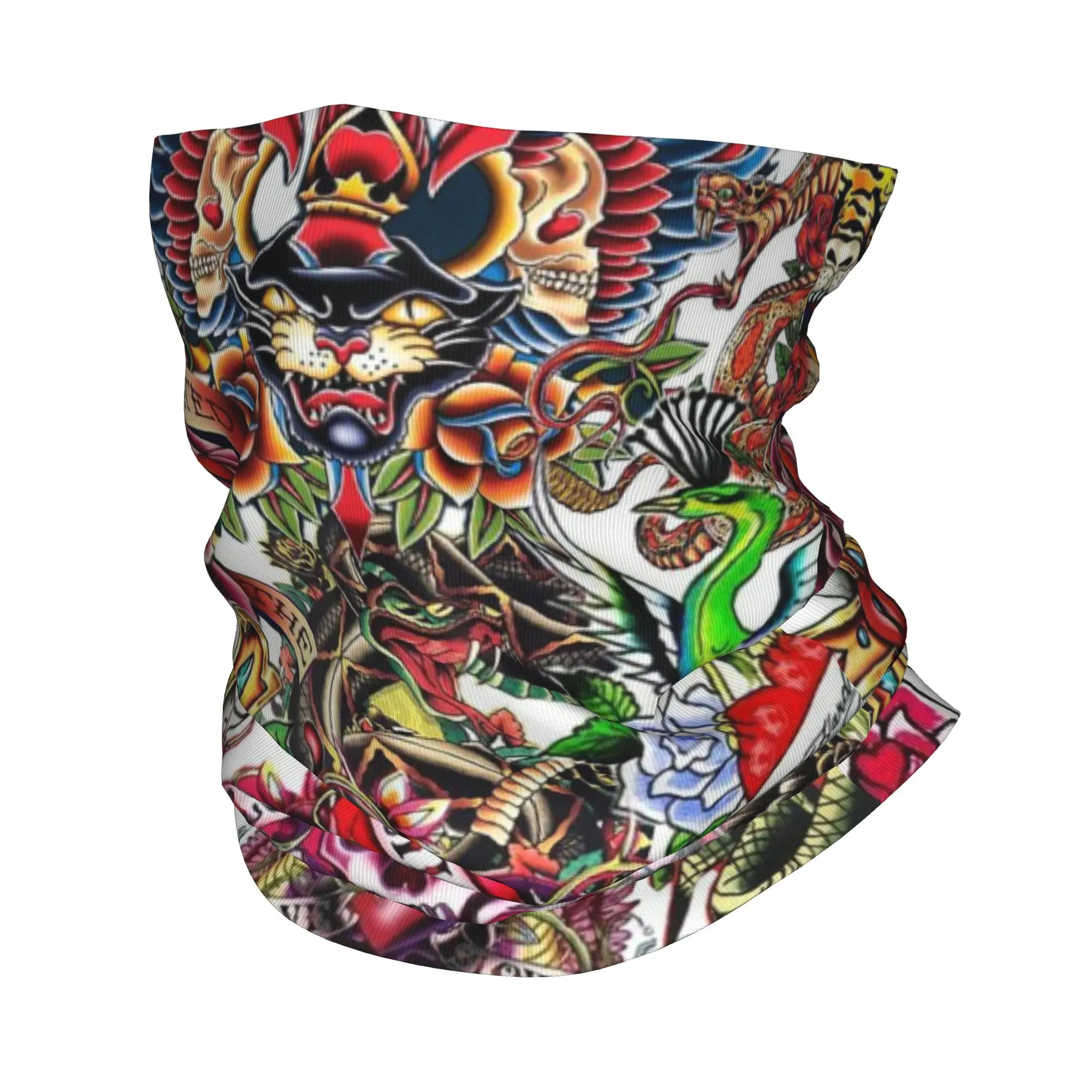 

Retro Tattoo Inspired Bandana Neck Gaiter Printed Mask Scarf Multi-use Headband Outdoor Sports Unisex Adult