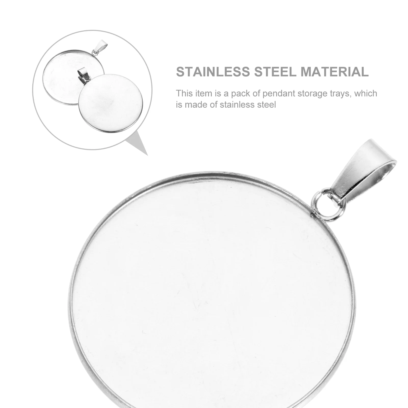 20Pcs DIY Jewelry Pendant Accessories Stainless Steel Round Jewelry Trays Covers Kit for Neck Chain Necklace (Silver 6mm)