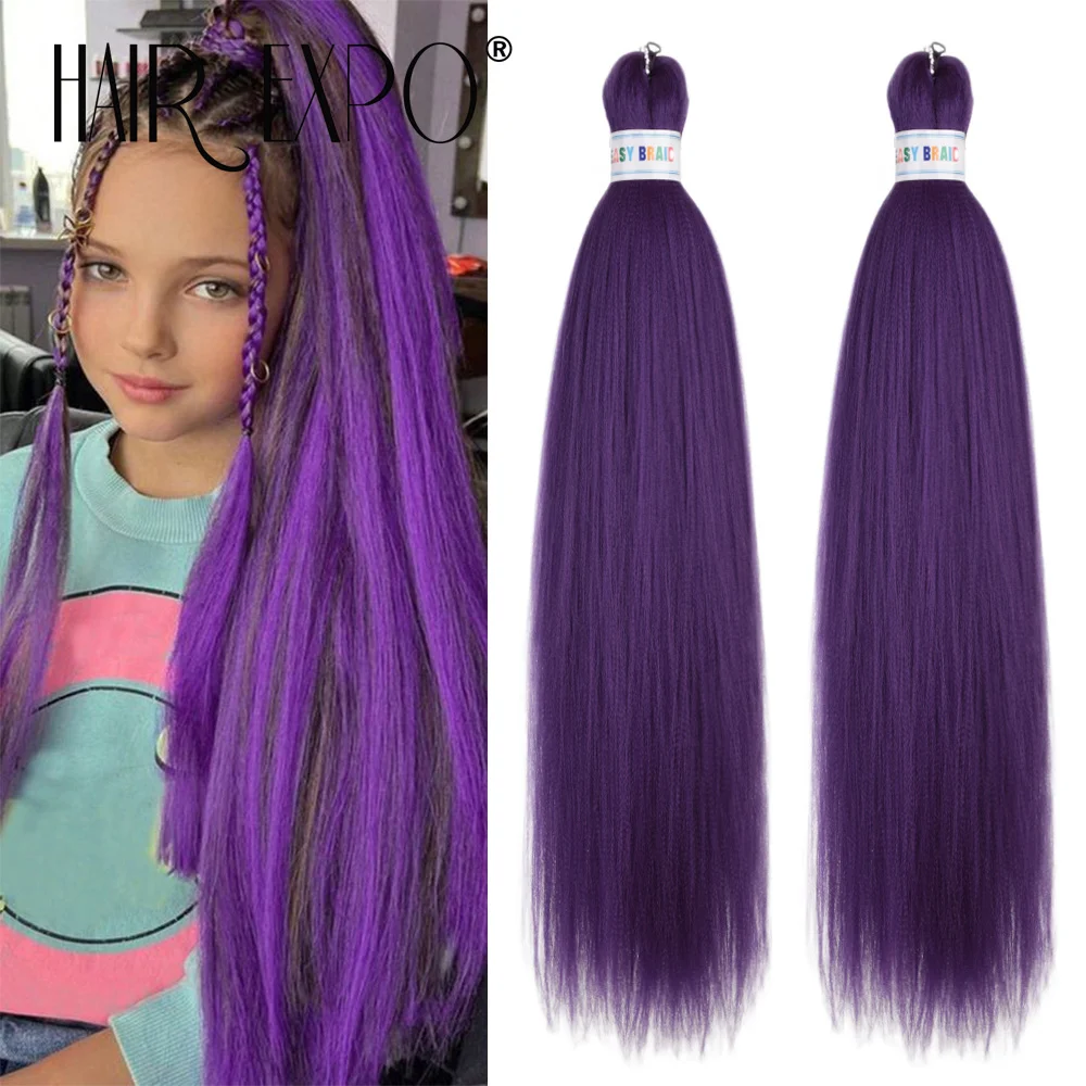 Purple Braiding Hair Extensions Pre Stretched Braids Hair Synthetic Jumbo Braids 26Inch Easy Braids DIY Ponytail For Stage Party