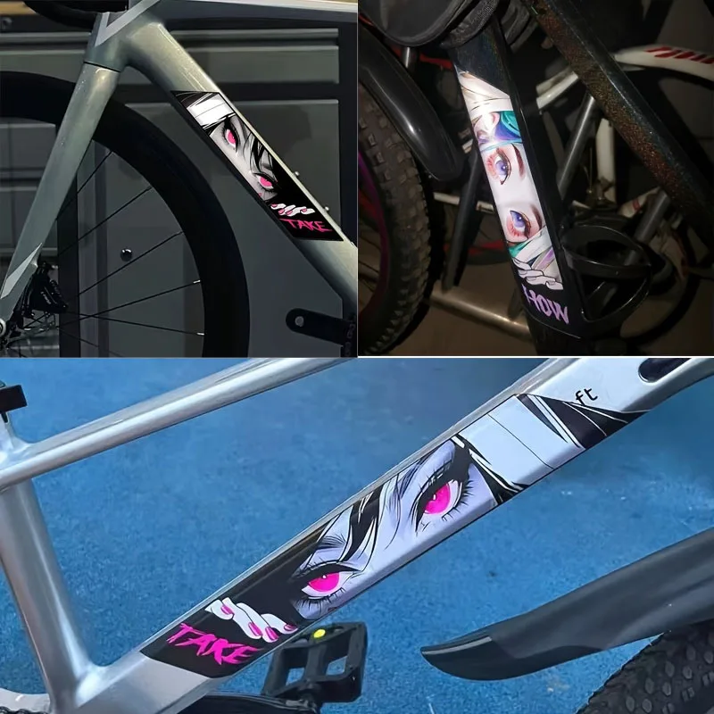 Can Be Attached To Mountain Bike Upper Tube, Frame, Front Fork, Electric JDM Style Bicycle Frame Sticker Waterproof,