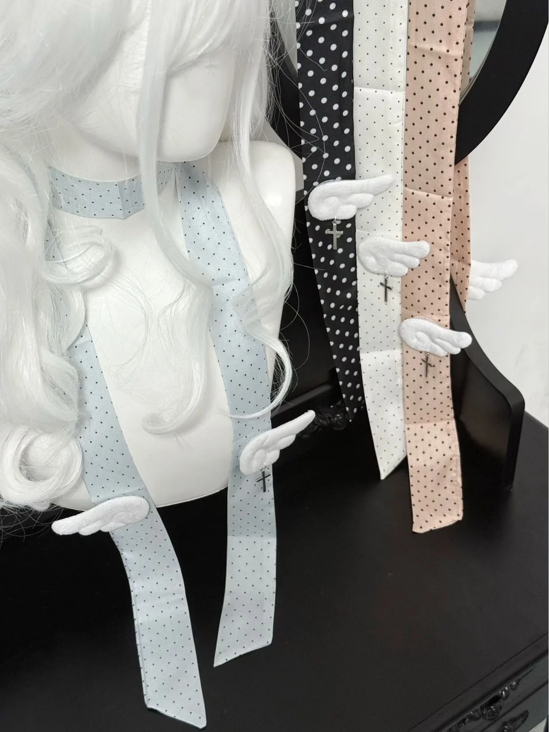 Handgemaakte Polka Dot Zijden Stropdas Zomer Nieuwe Japanse stijl Lolita Lange Bowtie Meisje Y2K Landmine Decoratie Strikje Accessoires