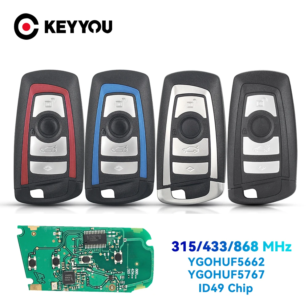 

Ключ дистанционного управления KEYYOU YGOHUF5662 / YGOHUF5767 PCF7953 для BMW F 3 5 7 серии X5 X6 F20 F22 F30 CAS4 CAS4 + FEM 315 434 868 МГц