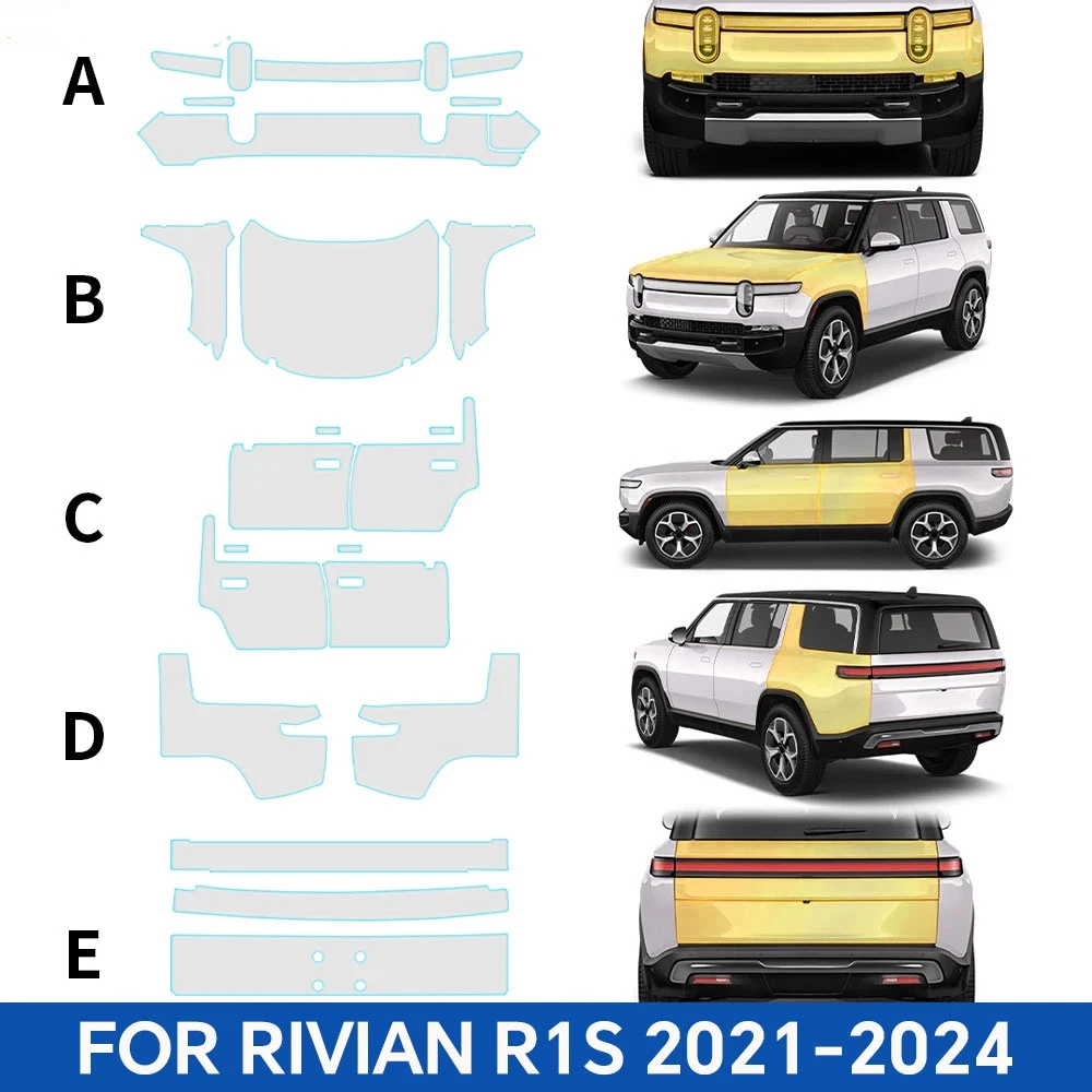 

Прозрачная защитная пленка для краски из ТПУ для Rivian R1S 2021-2024, предварительно вырезанная защита от царапин, PPF, прозрачный бюстгальтер, наклейка, аксессуары