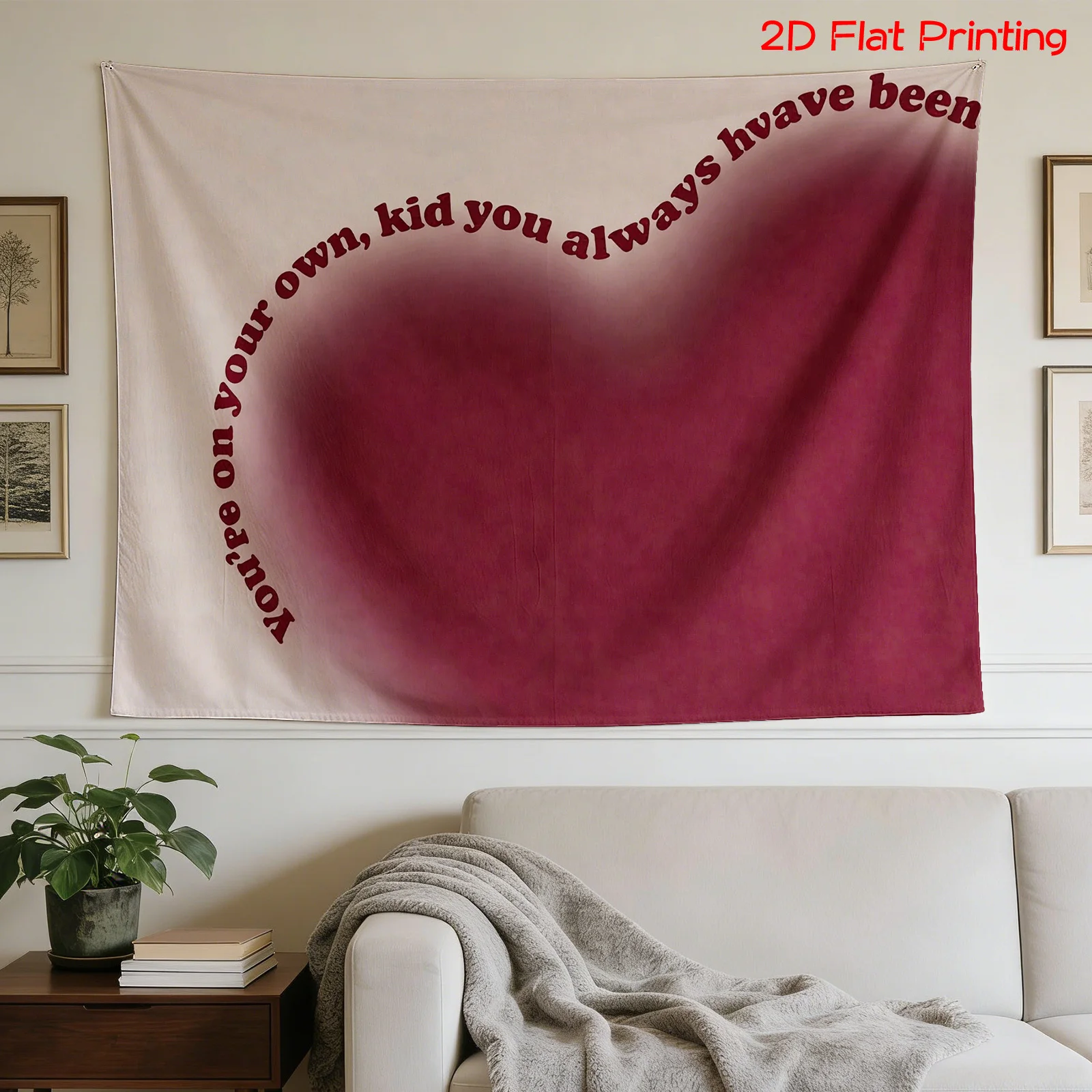 Romantic Heart Tapestry Wall Hanging Decor Boho Dorm Room Nursery Art Quote Print 180x320cm Home Decoration