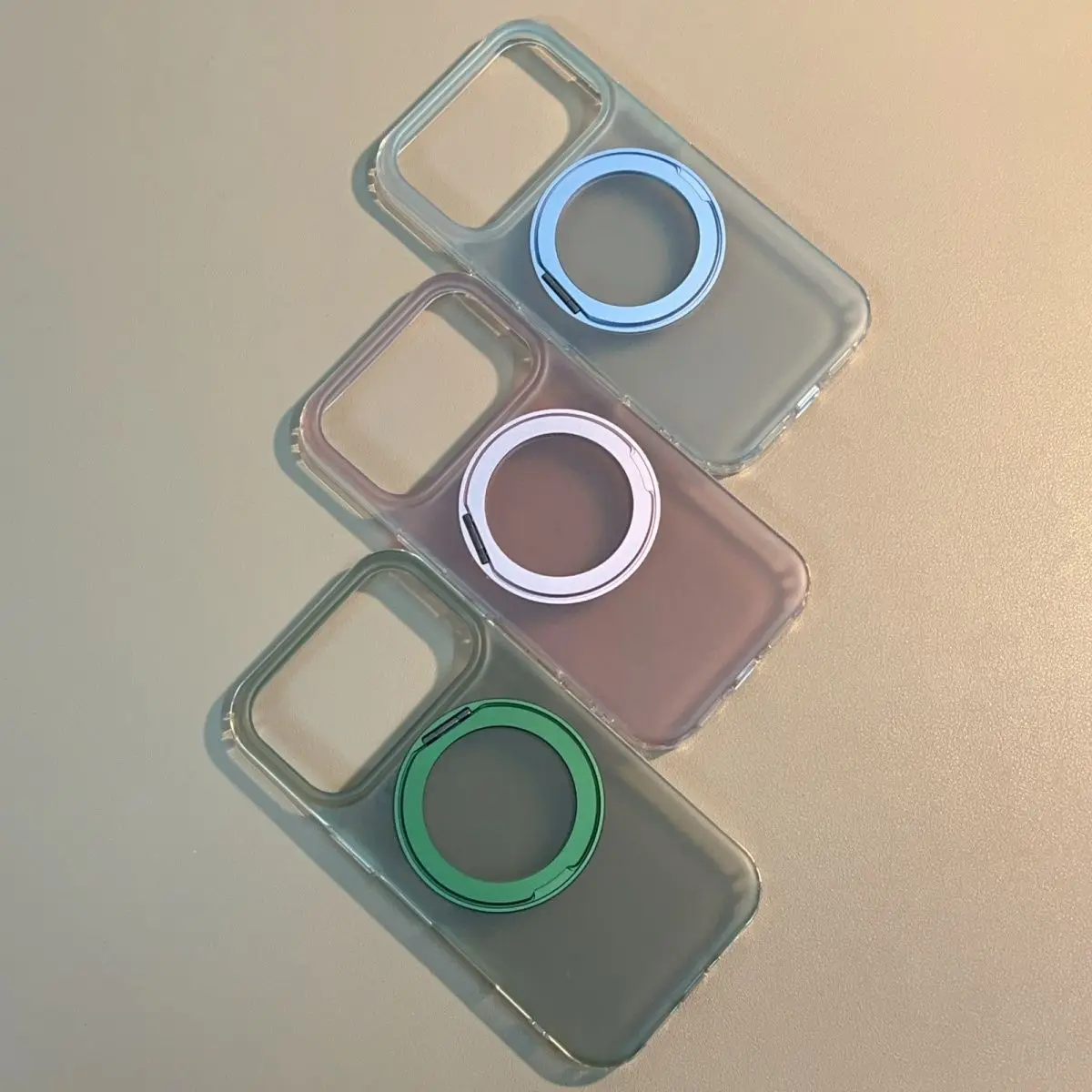 

Phone Case For iPhone 17 16 15 Pro Max New Korean Style INS Matte Translucent Protective Cover with 360 Rotating Magnetic Holder