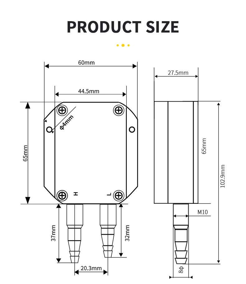 Luft Wind Differenzdrucksensor Sender 100pa 1Kpa 4-20mA Differenzdrucksender 0-50pa 0-100pa 0-500pa – Detail 4