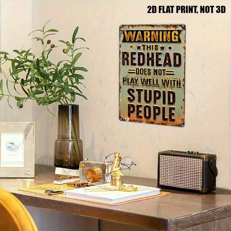 Vintage Redhead Warning Metal Tin Signs Humorous Wall Decor Funny Home Bar Art Metal Sign