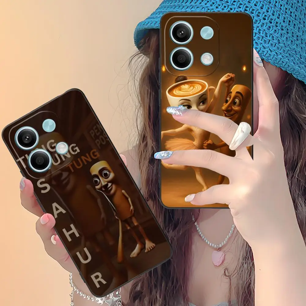 حافظة لهاتف Xiaomi Redmi Note 14 13 12 11 10 9 S A Pro Plus Lite 5G هاتف ذكي فاخر وجميل باللون الأسود #5