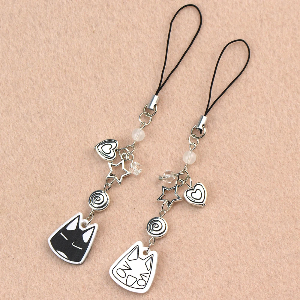 Handmade Y2K Jewelry Toro Cat Phone Charm Chain Toro And Kuro Matching Beaded Keychain Cute Keychain for Accessories Bag Pendant