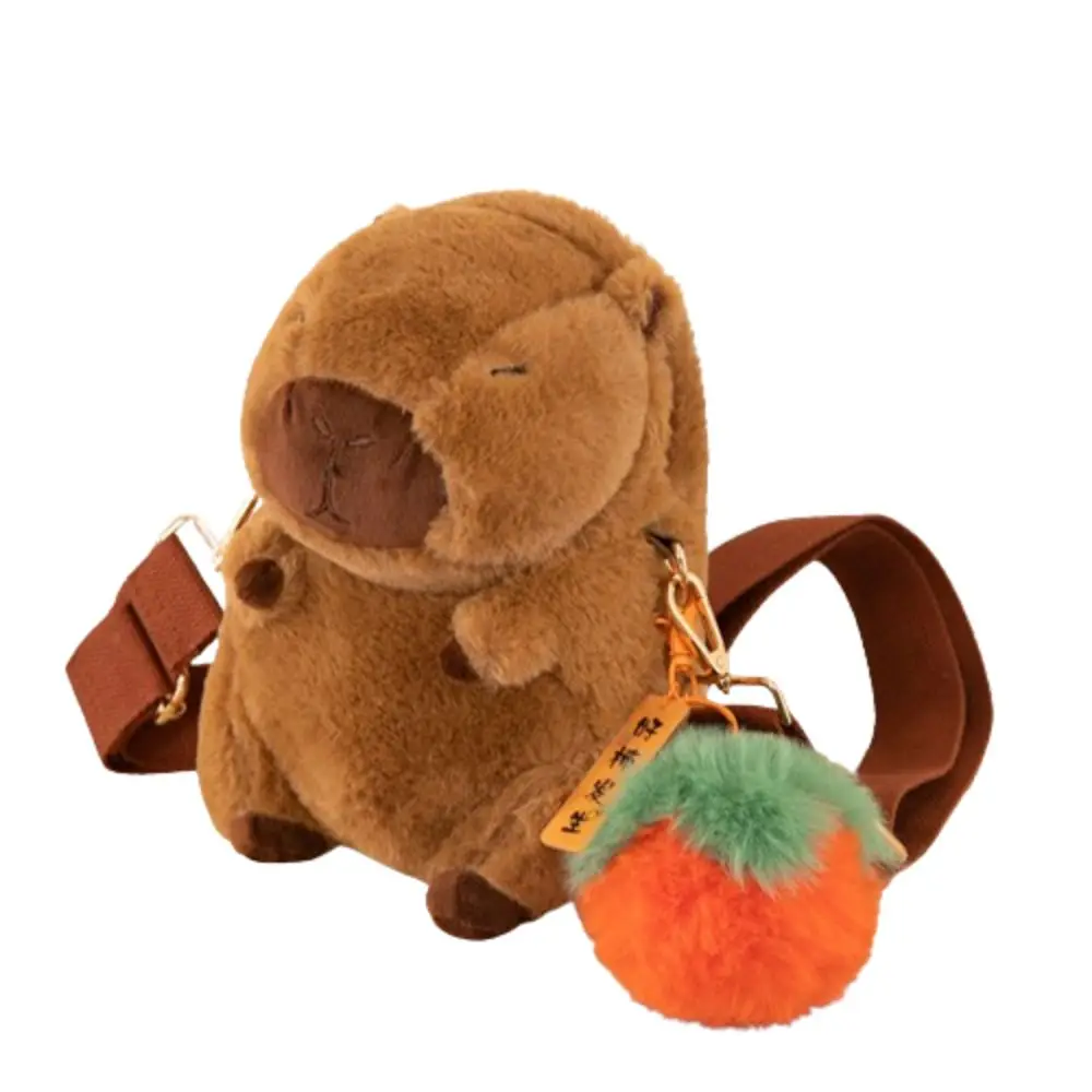 Capivara de pelúcia capivara mochila de pelúcia grande capacidade capivara crossbody saco moda animal dos desenhos animados