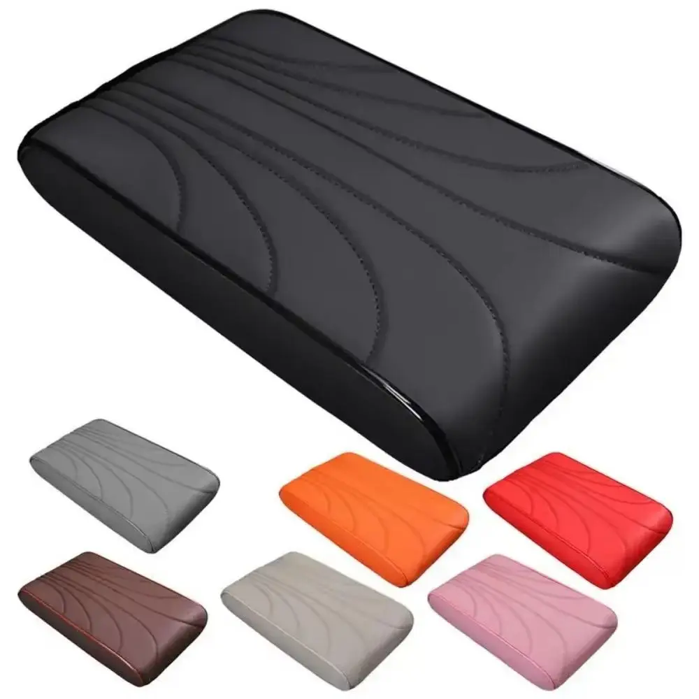Thick Car Armrest Mat Soft Anti-slip Center Console Cover Elastic Strap Leather Car Elbow Support Pad