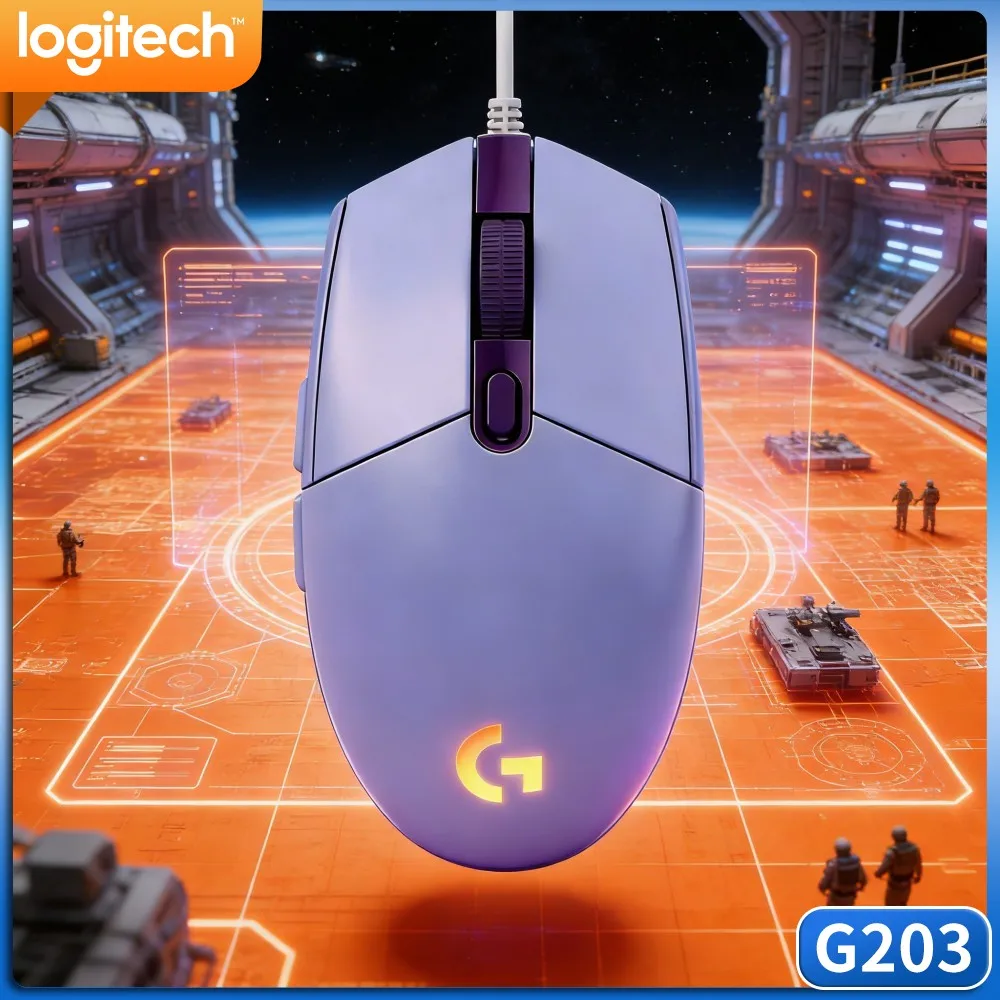 Logitech G203 Wired Gaming Mouse Solid Click Feedback Ergonomic Curved Body Reliable Usb For Competitive And Office Jobs