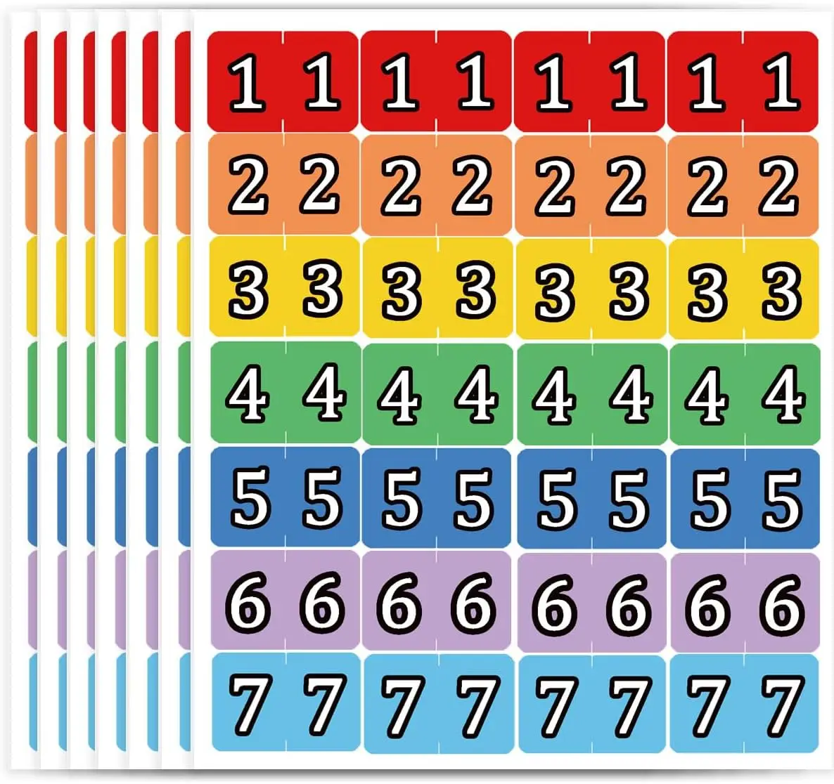 Number 1 to 7 Index File Folder Labels Multicolor Number Tabs - Color Coded 1 to 7 Tab Dividers Stickers