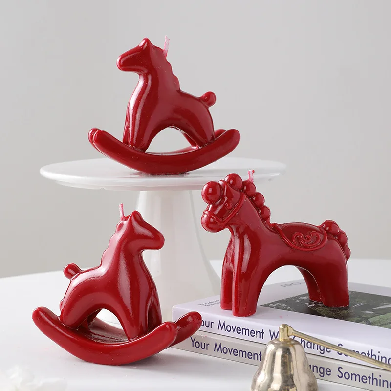 Horse Shaped Candle New Year Aromatherapy Candle Red Candles for Holiday Decorations