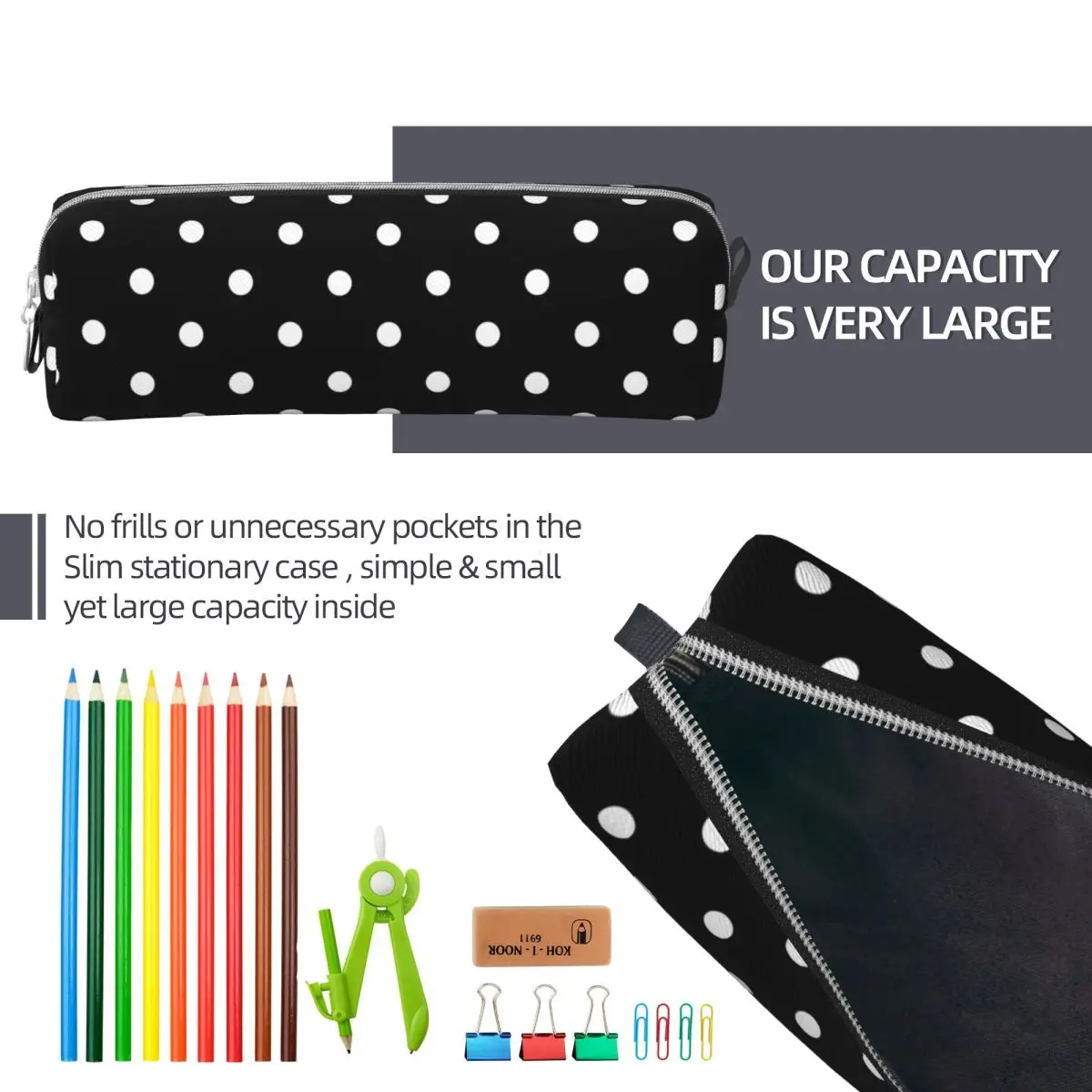 Imagem -06 - Cute Polka Dot Pencil Case Pen Holder Bags Kids Large Storage Presente de Material Escolar Pencil Pouch