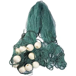 Lawaia Multifilament Fishing Net with Floats Saltwater Fishing Dark Green Braided Trawl with Big Steel Sinkers Fishing Tackle