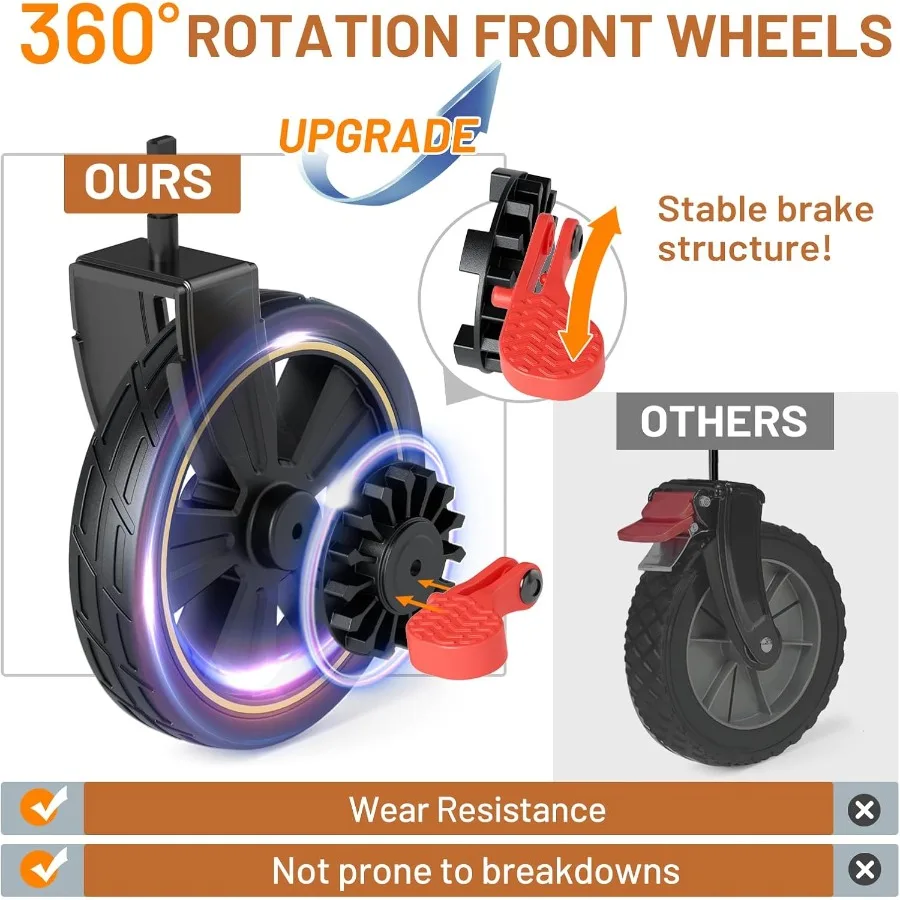 49 عربة قابلة للطي طويلة جدًا مع باب خلفي وفرامل للاستخدام الخارجي شديد التحمل بسعة 300 رطل مع عربة محمولة