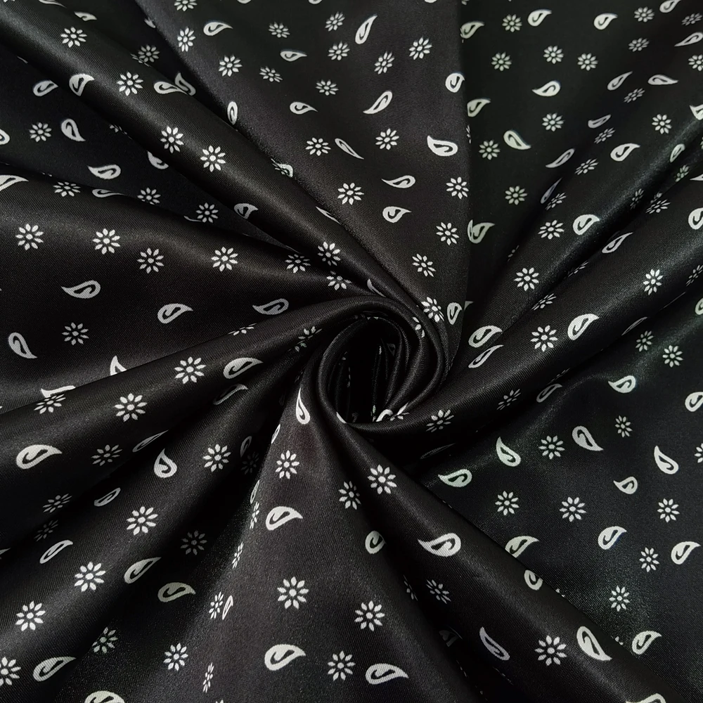 1 Meter x 1,48 Meter Retro Blumenmuster Paisley Satin Stoff Schal Seidiger Charmeuse Schal Futtermaterial – Detail 24