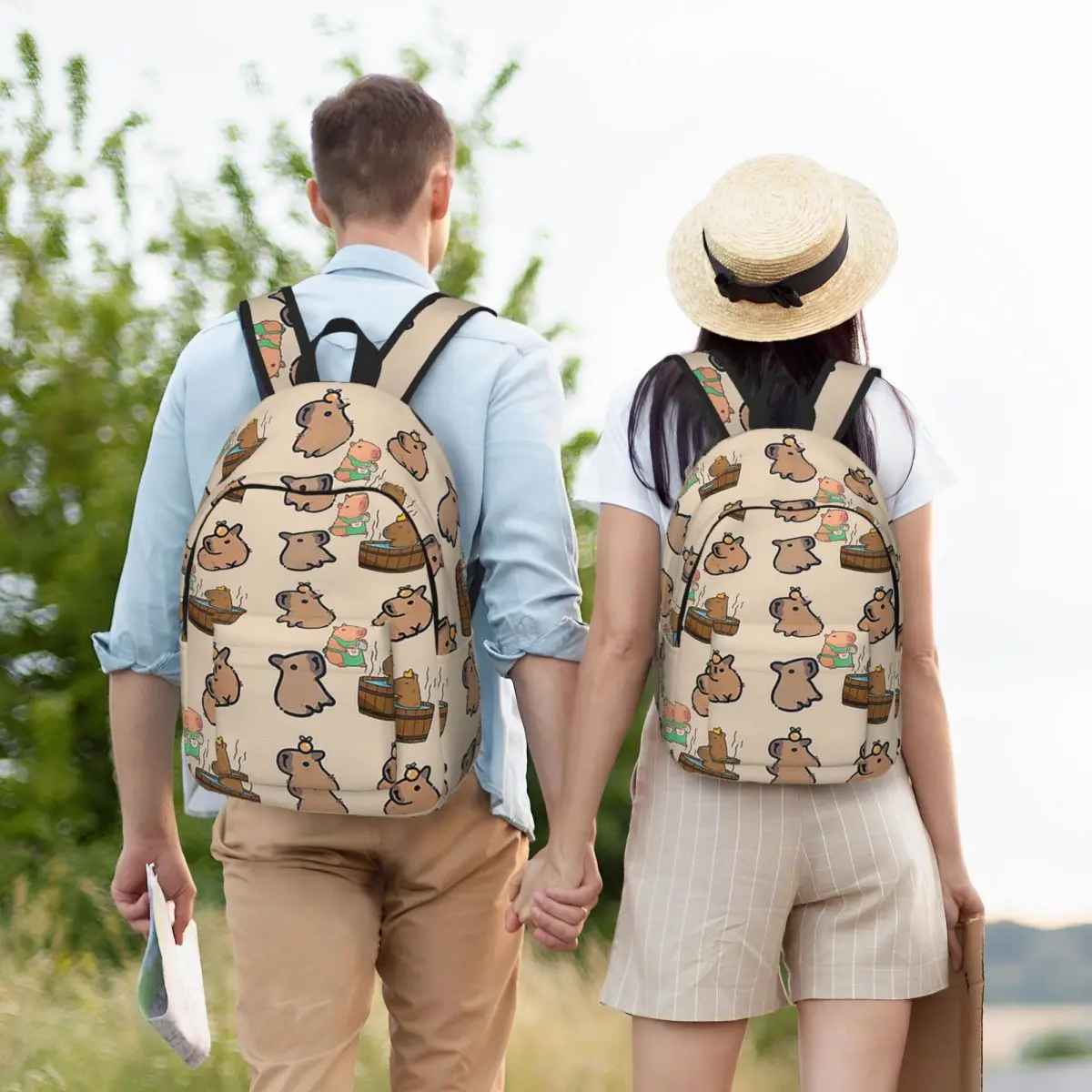 

Capybara Group Backpack Student Boys Girls BookBag Children School Bag Laptop Shoulder Bags for Men Women