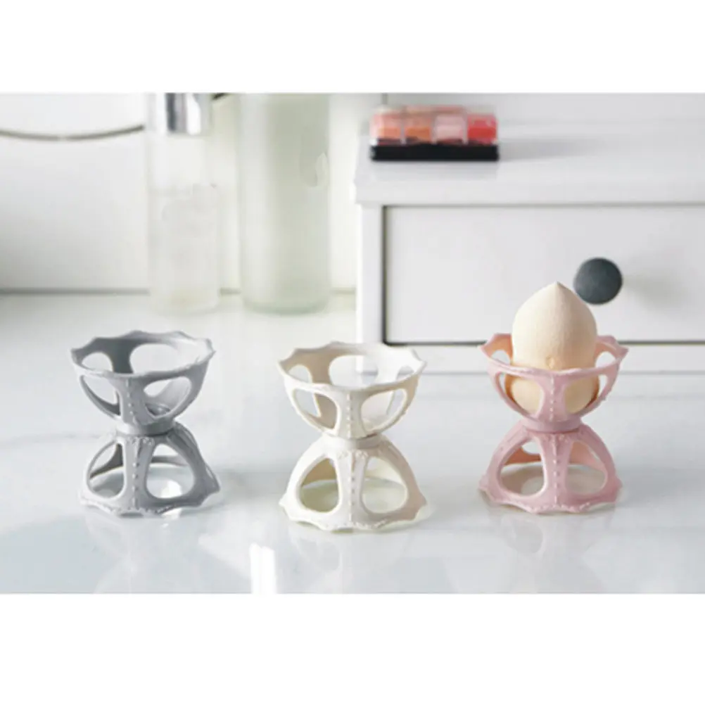 3Pcs Makeup Sponge Dryer Rack Powder Puff Stand Holder Plastic Storage Shelf Elegant Chic Organizer for Dresser Vanity