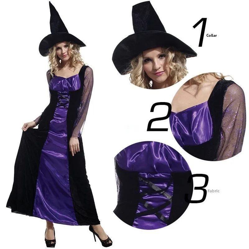 Halloween Cosplay Heksenprestatiekostuum Dames Gothic Heksenrok Faionable Stage Performance-kleding voor volwassenen