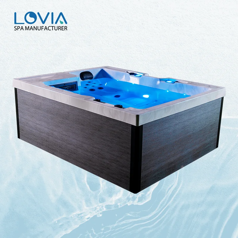 3 Person Hot Tub Compact Outdoor Spa For Small Backyard With Massage Jets LED Light