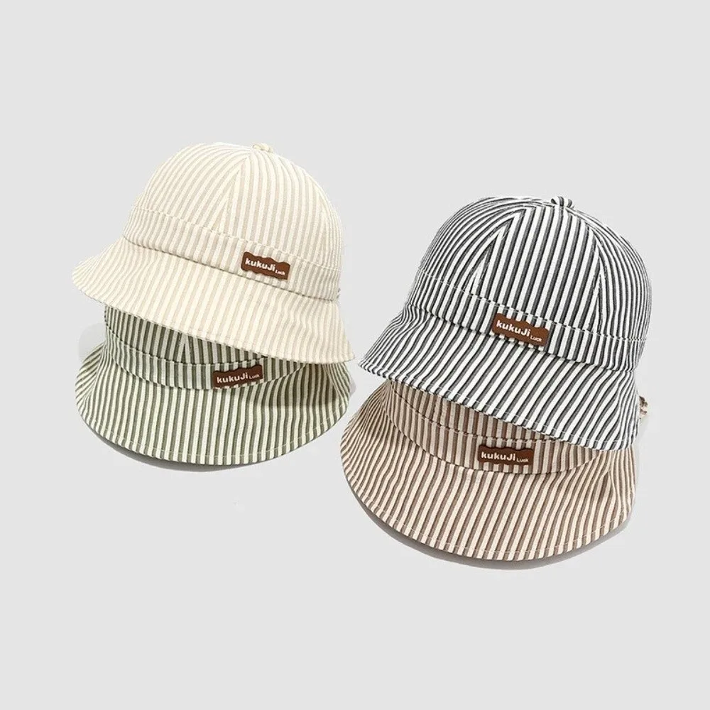

New Striped Baby Bucket Hat Breathable Cotton Kids Sun Hat Wide Brim Adjustable Panama Hat Summer