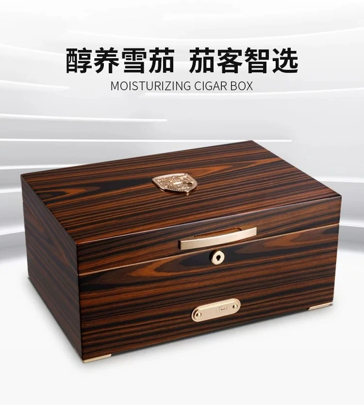 Natural cedar wood solid wood cigar humidifier case: Large capacity matured cigar storage box