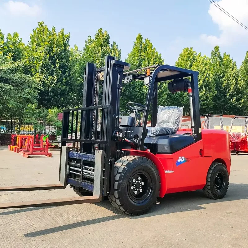 Heavy Duty Industrial 4 Wheel Diesel Forklift with Large Capacity 5-10 Ton Rough Terrain Pneumatic Tires