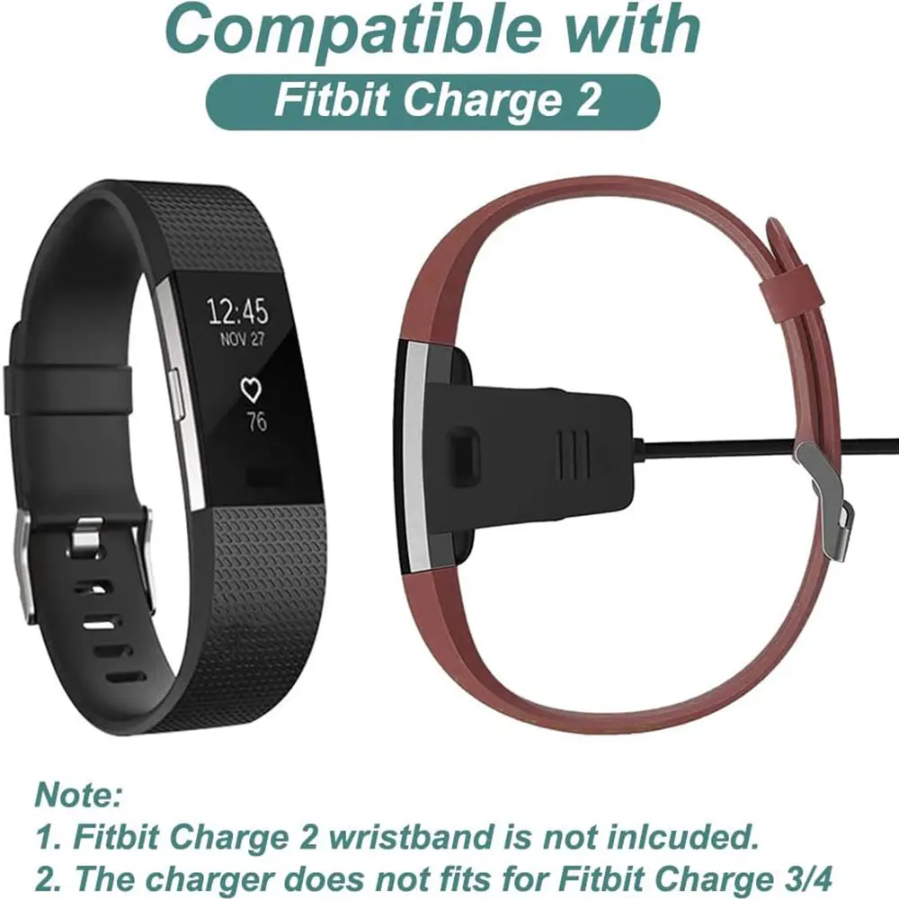 Carregador USB substituível para Fitbit Charge 2, Pulseira Smartwatch, Cabo USB de carregamento para Fitbit Charge 2, Adaptador Dock para Pulseira