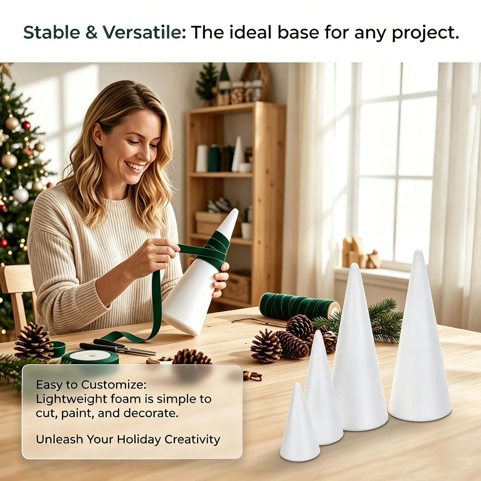 10Pcs White Craft Foam Cones S - đánh giá và giá Home Decor Xmas Tree