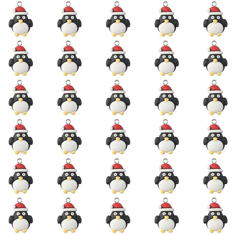 

Resin Black Theme Charms Resin Cartoon Penguin Pendant Charms Penguin 20X25mm Animal Pendant For Necklace
