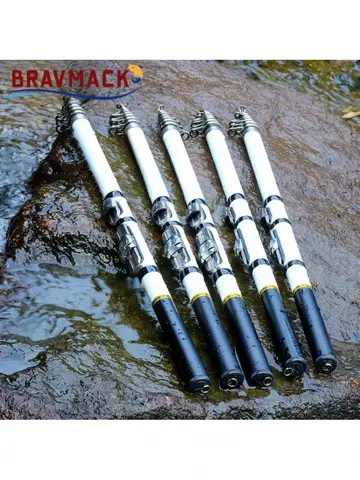BRAVMACK Carbon Fiber Spinning Fishing Rod Telescopic Mini Pole 3M 2.7M 2.4M 2.1M 1.8M 1.5M Fish Gear Tackle High Quality