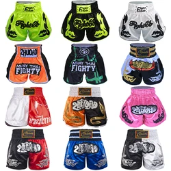 Muay Thai Shorts Men Embroidery Sports Fiess Fighting Kickbo Short Pants Women Kids Custom Sanda MMA Boxeo Trun Black