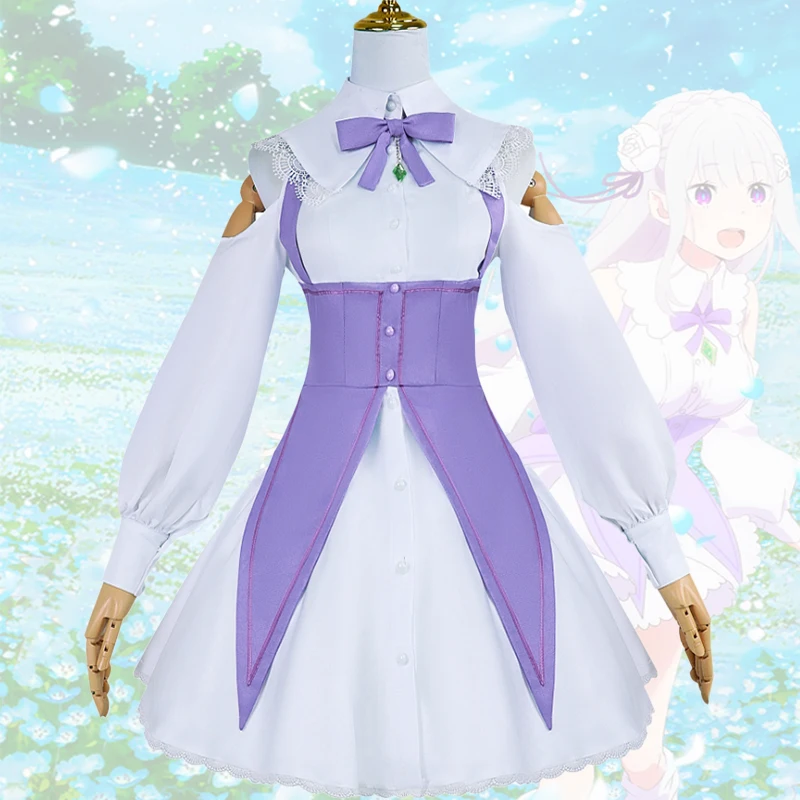 

Anime Re Zero Kara Hajimeru Isekai Seikatsu Cosplay Emilia Cosplay Costume Lovely Dress Gilrls Halloween Party Outfits