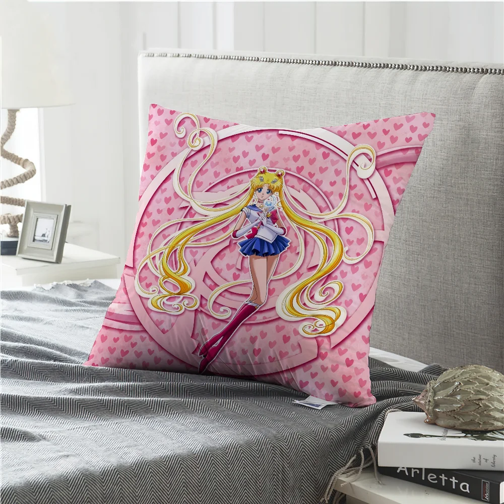 S-SAILOR Anime M-MOON Pillow Case Living Room Headboard Bedroom Office Cushion Cushion Sofa Nap Time