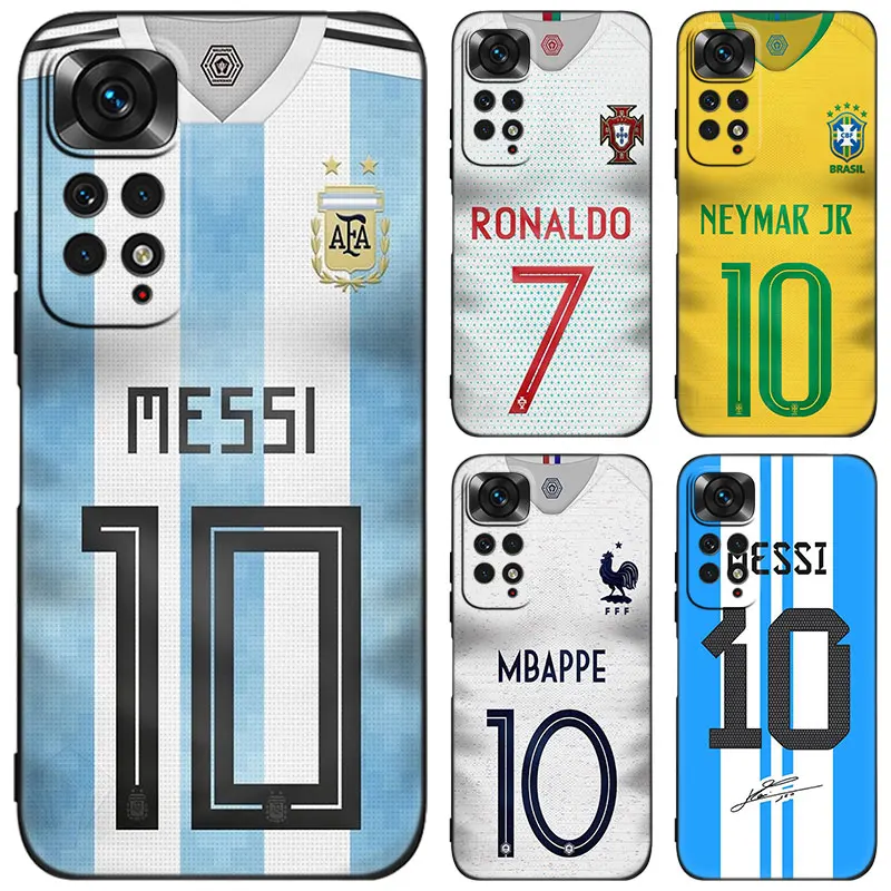 Football Star Number Black Phone Case For Xiaomi Redmi Note 12 Pro 11 Pro Plus 11S 11T 10 10T 5G 10S 9S 9 8 Pro Cover