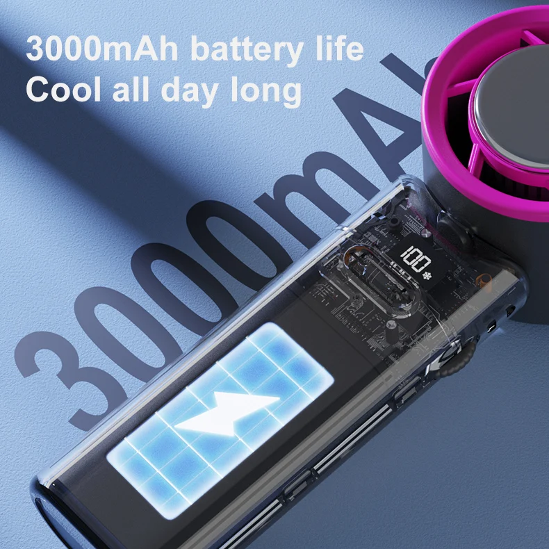 مروحة مكتب محمولة صغيرة USB خالية من الشفرة جديدة 3000 مللي أمبير في الساعة محرك بدون فرشاة 100 ترس الرياح قابل لإعادة الشحن مروحة تبريد محمولة