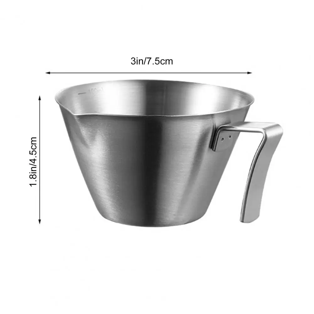 Copo de café de aço inoxidável conjunto de copo de medição de café expresso de aço inoxidável com alça curvada bico em forma de v para café expresso