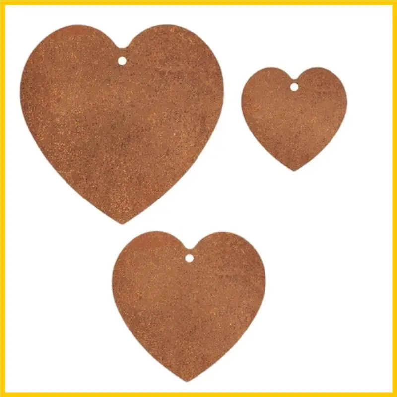 

H55A Set of 3 Weatherproof Iron Love Heart Stakes for Garden and Grave Ornamentation