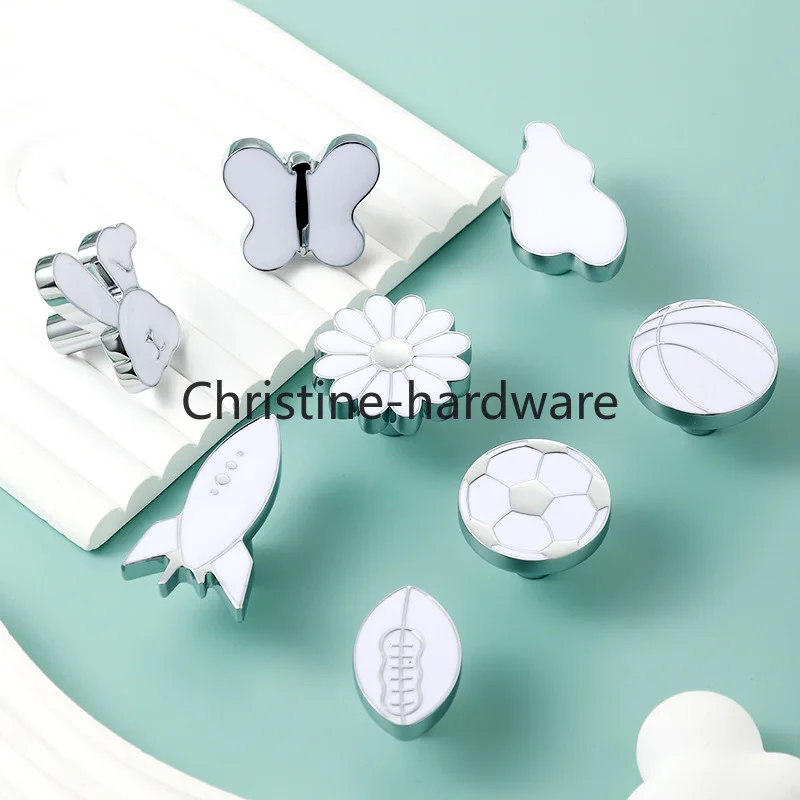 Creative Children's Room Wardrobe Handle Silver Cabinet Drawer Butterfly Door Handle Bright Gold Cabinet Brass Handle