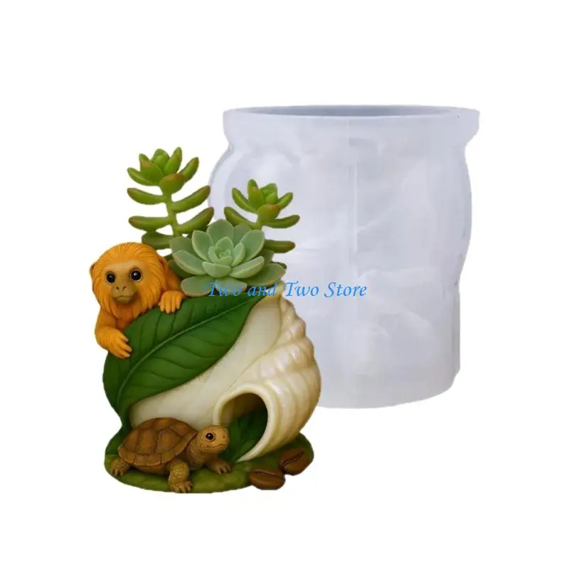 HX6F Easy Use Tortoise Monkey Silicone Planter Mold For Resin Container Making